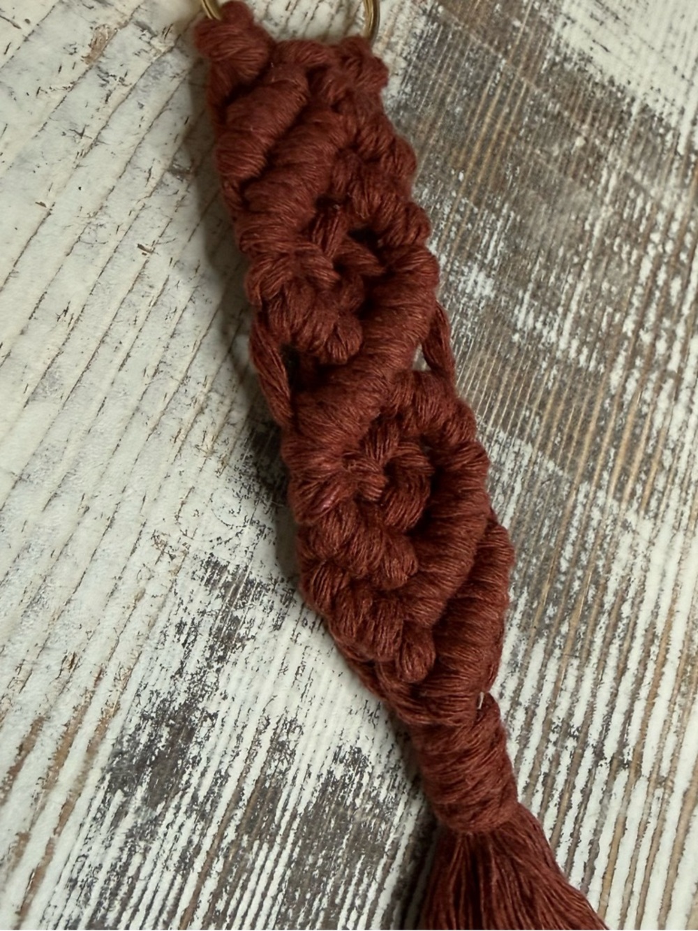 1 PC Rust brown Macramé Tassel Keychain w/gold clip NEW more colors available - Picture 3 of 5